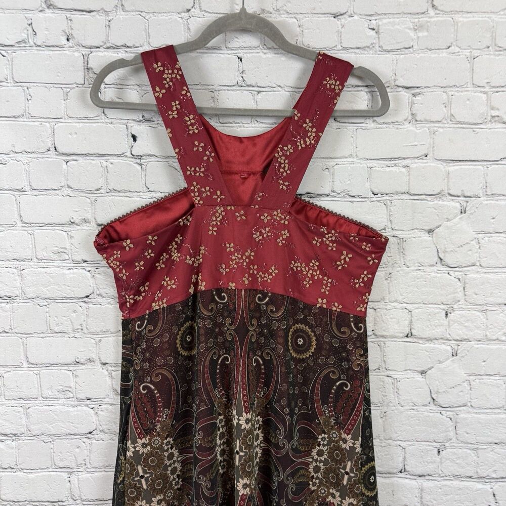VTG Anac by Kimi Paisley Halter Cocktail Dress XL Mesh Whimsical Fairycore Y2K - Picture 11 of 15